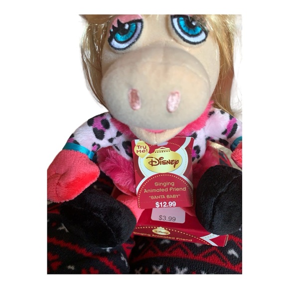 RARE Miss Piggy Plush Santa Baby Musical Singing Muppets Figure - Vintage - Picture 2 of 6
